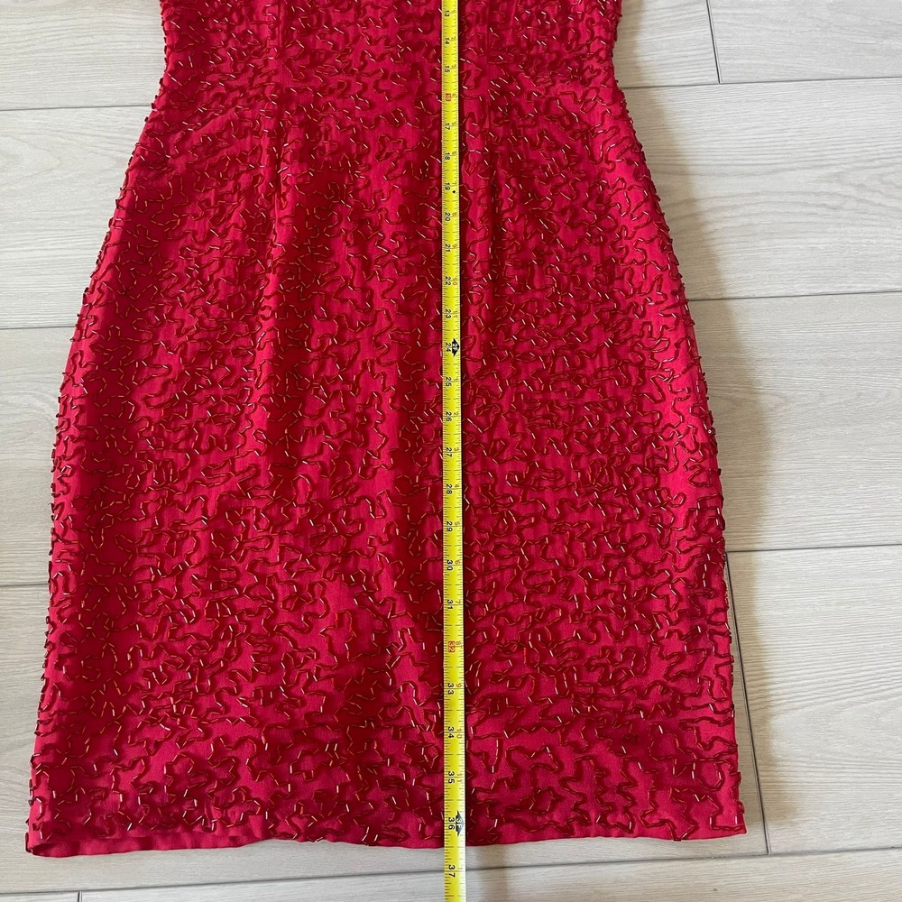 A.J. Bari Red Silk‎ Beaded Short Sleeve Party Cocktail Dress Size 4 - Picture 2 of 9
